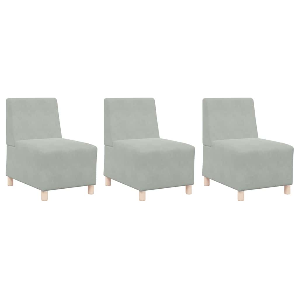 Modulares Armfreies Sofa 3 pcs Hellgrau 55 x 74 x 82 cm Samt