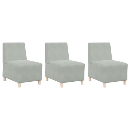 Modulares Armfreies Sofa 3 pcs Hellgrau 55 x 74 x 82 cm Samt
