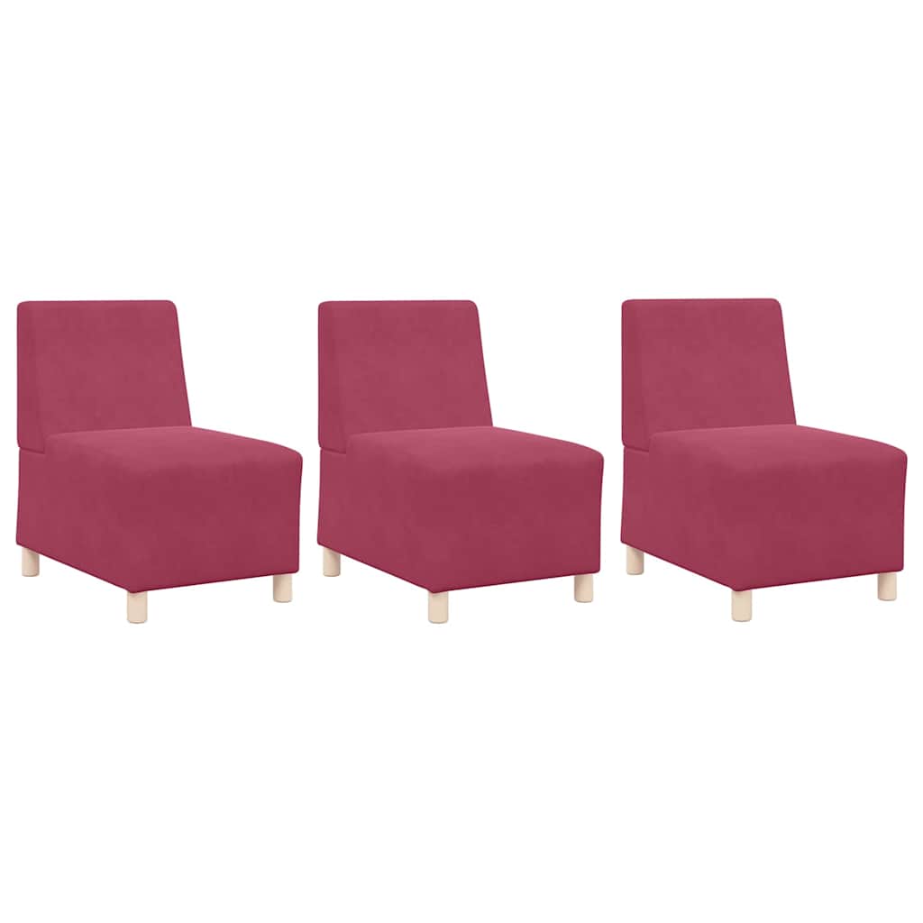 Modulares Armfreies Sofa 3 pcs Weinrot 55 x 74 x 82 cm Samt