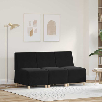 Modulares Armfreies Sofa 3 pcs Schwarz 55 x 74 x 82 cm Samt