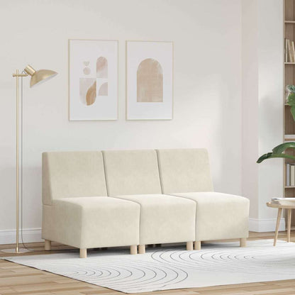 Modulares Armfreies Sofa 3 pcs Creme 55 x 74 x 82 cm Samt