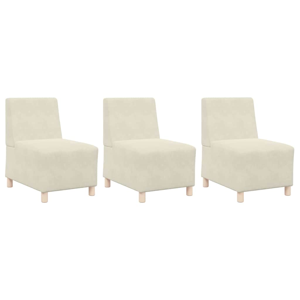 Modulares Armfreies Sofa 3 pcs Creme 55 x 74 x 82 cm Samt