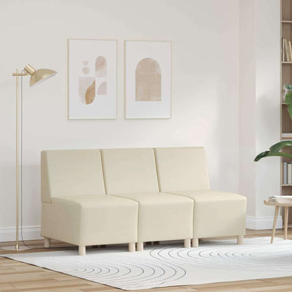Modulares Armfreies Sofa 3 pcs Creme 55 x 74 x 82 cm Kunstleder