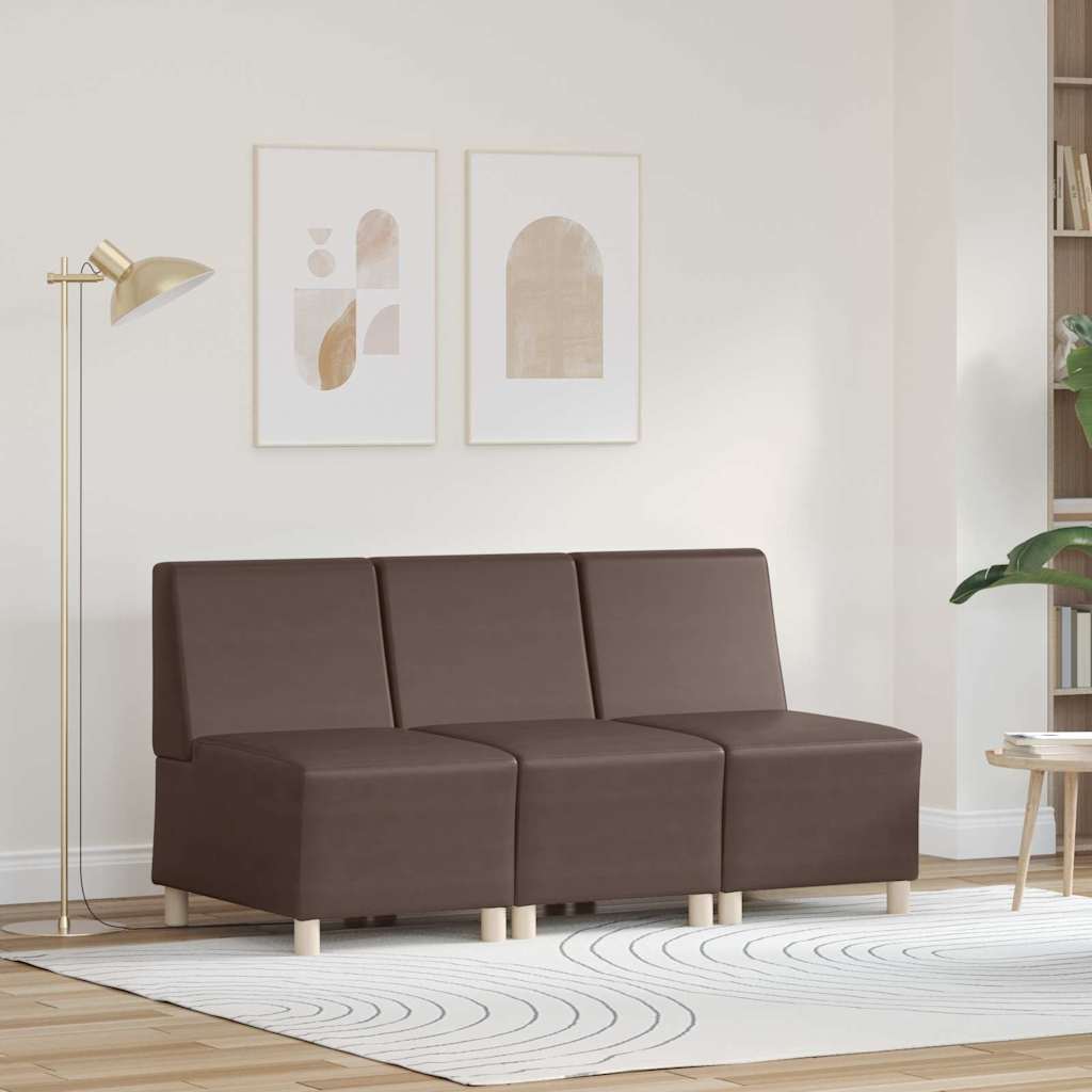 Modulares Armfreies Sofa 3 pcs Braun 55 x 74 x 82 cm Kunstleder