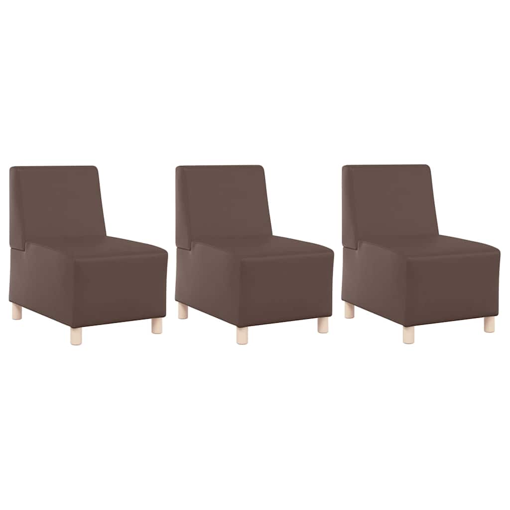 Modulares Armfreies Sofa 3 pcs Braun 55 x 74 x 82 cm Kunstleder
