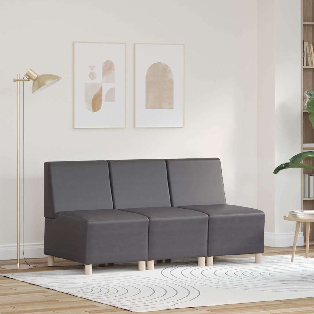 Modulares Armfreies Sofa 3 pcs Grau 55 x 74 x 82 cm Kunstleder