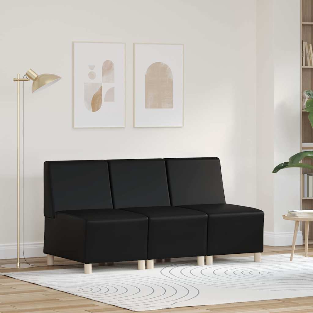 Modulares Armfreies Sofa 3 pcs Schwarz 55 x 74 x 82 cm