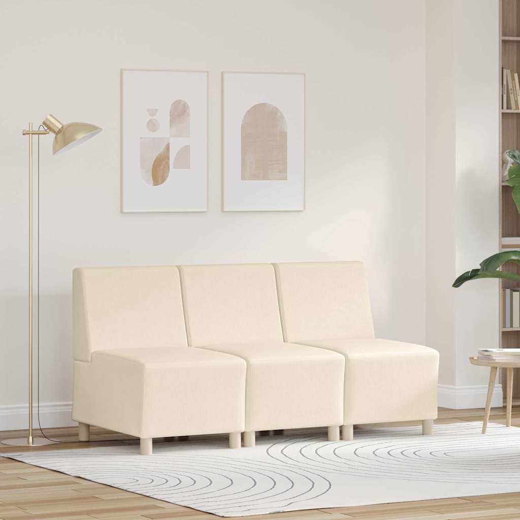 Modulares Armfreies Sofa 3 pcs Creme 55 x 74 x 82 cm Cordstoff