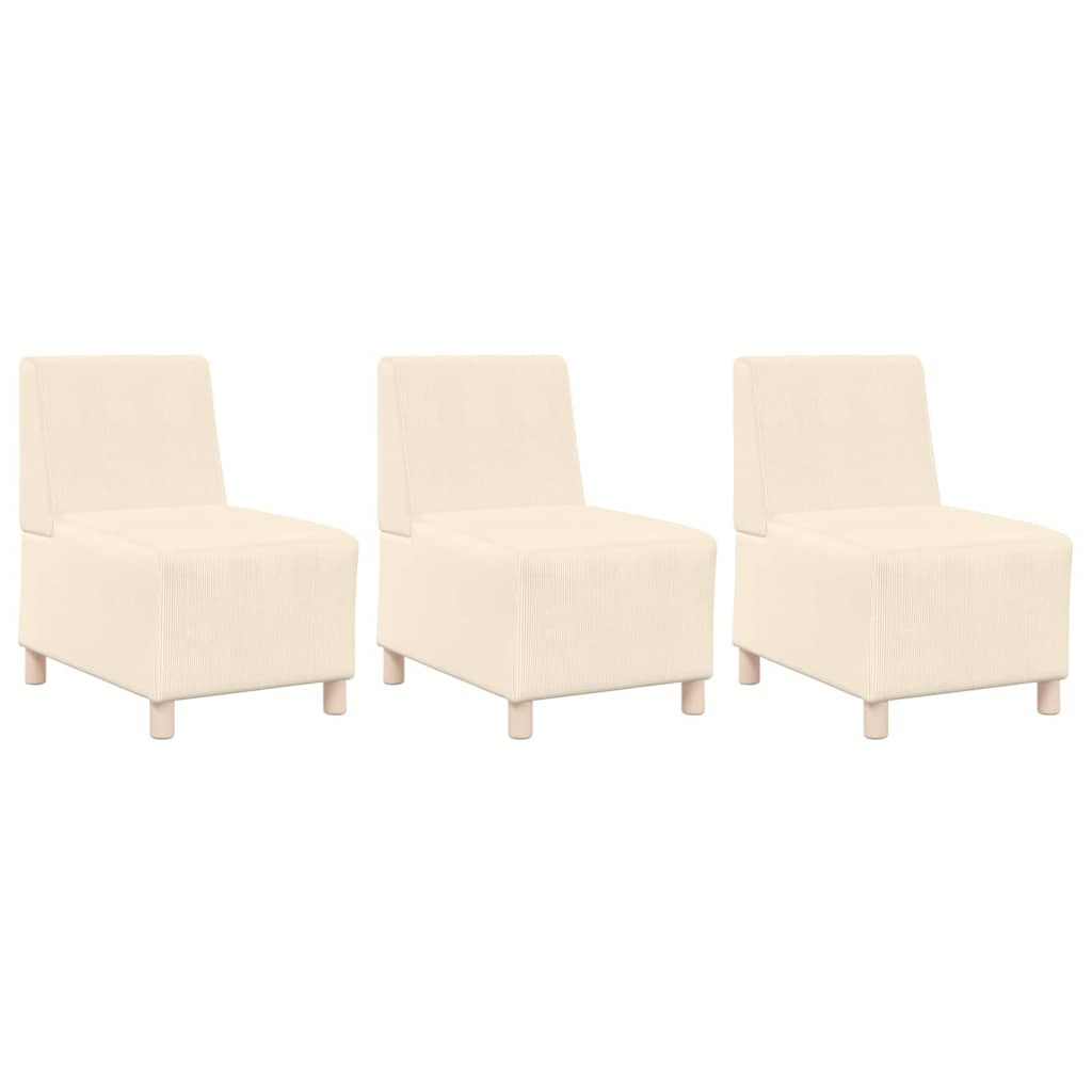 Modulares Armfreies Sofa 3 pcs Creme 55 x 74 x 82 cm Cordstoff