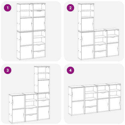Beistellschränke 4 Stk. ODDA Weiß 40x24x79 cm Massivholz Kiefer