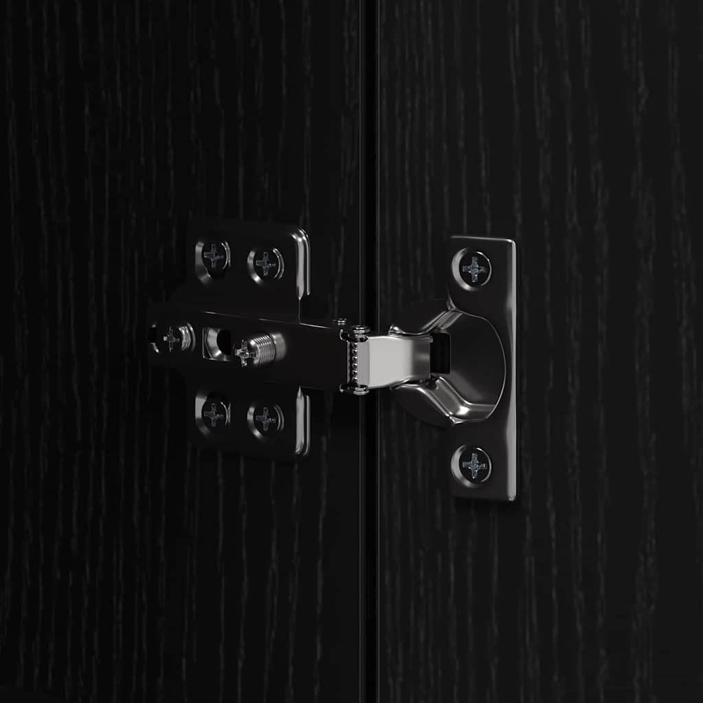 Küchenschrank mit Regal Schwarz Eichen-Optik 60 x 50 x 180 cm