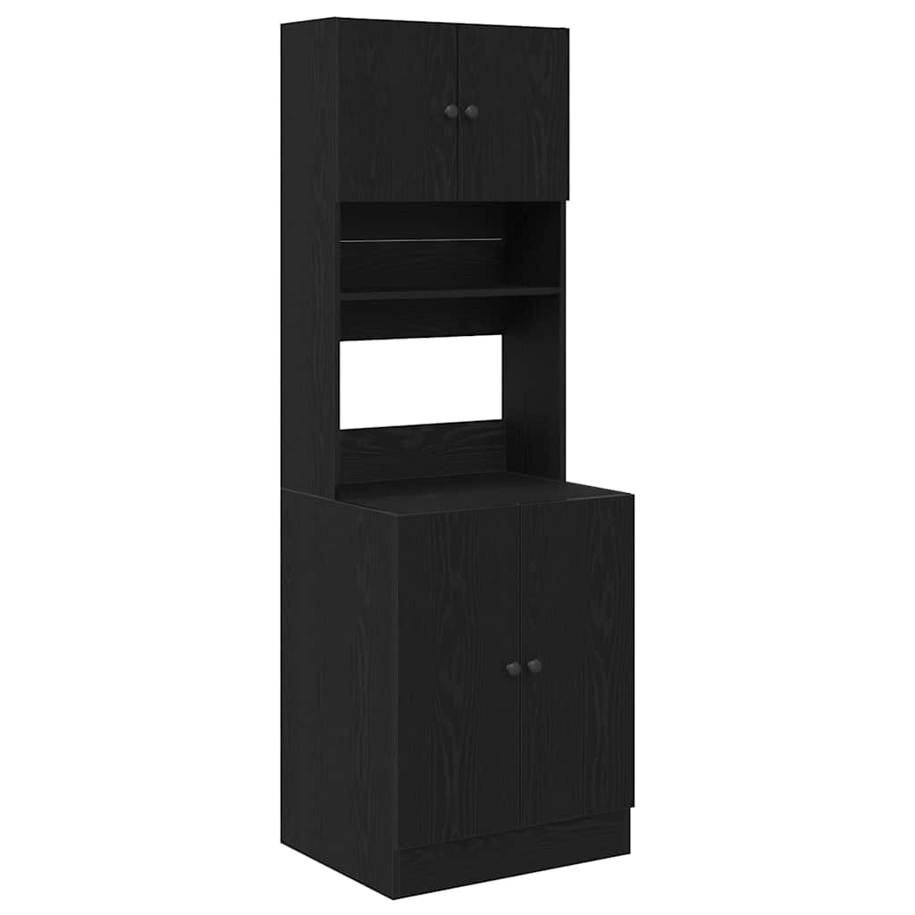 Küchenschrank mit Regal Schwarz Eichen-Optik 60 x 50 x 180 cm