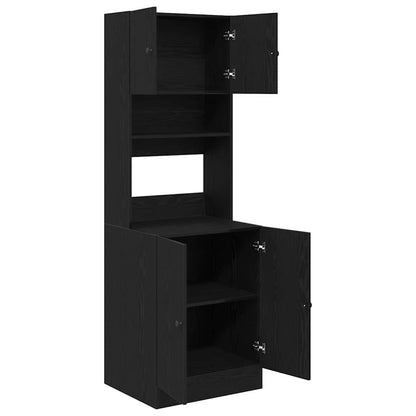 Küchenschrank mit Regal Schwarz Eichen-Optik 60 x 50 x 180 cm