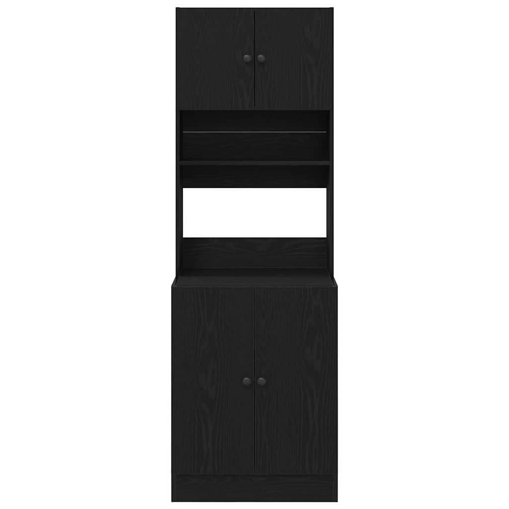 Küchenschrank mit Regal Schwarz Eichen-Optik 60 x 50 x 180 cm