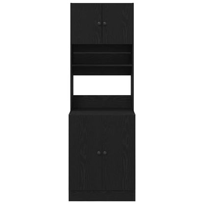 Küchenschrank mit Regal Schwarz Eichen-Optik 60 x 50 x 180 cm