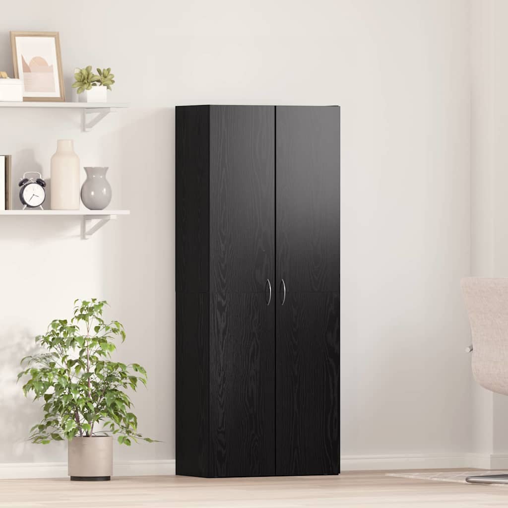 Büroschrank mit Tür Schwarze Eiche 60 x 32 x 153 Holzwerkstoff