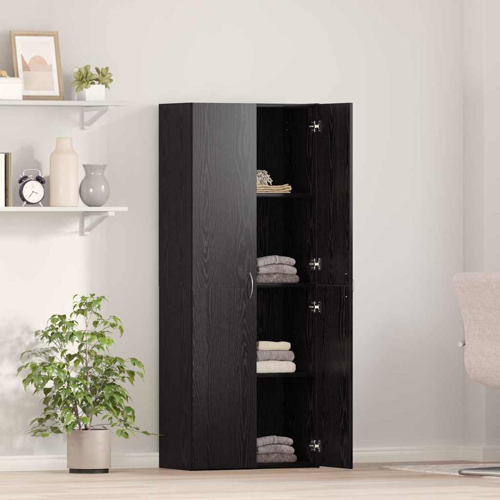Büroschrank mit Tür Schwarze Eiche 60 x 32 x 153 Holzwerkstoff