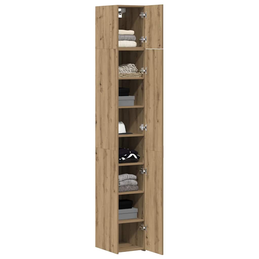 Schlanker Stauraum Schrank Artisan-Eiche 30 x 42.5 x 225 cm