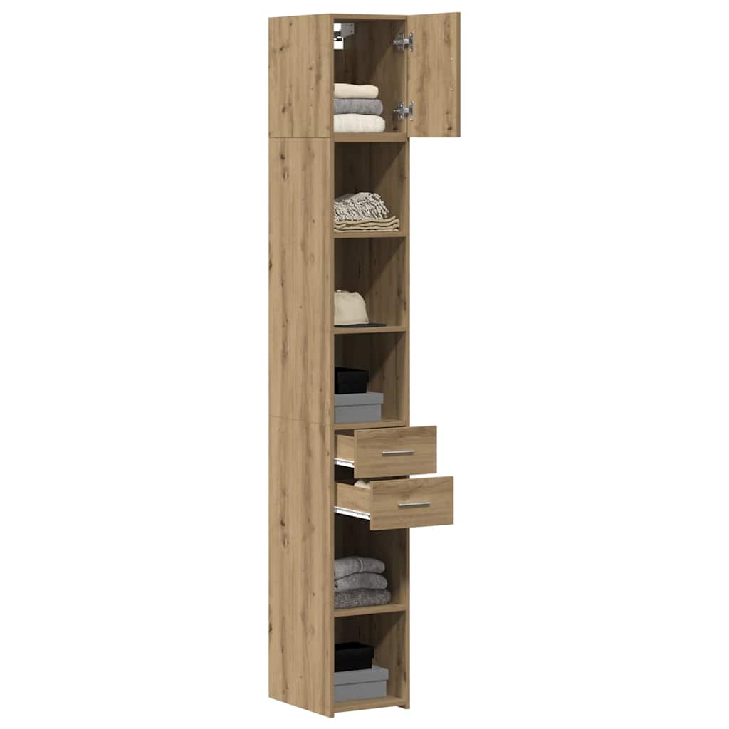 Schlanker Stauraum Schrank Artisan-Eiche 30 x 42.5 x 225 cm