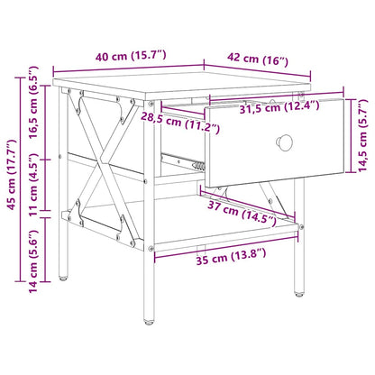 Nachttisch Altholz 40 x 42 x 45 cm Schichtholz und Metall