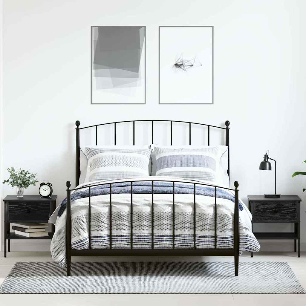 Nachttisch 2 pcs Schwarz Eichen-Optik 40 x 42 x 45 cm