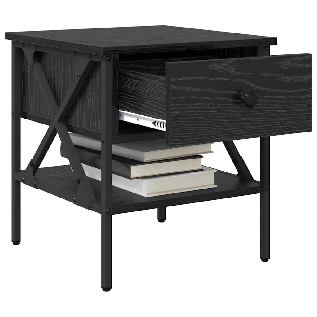 Nachttisch 2 pcs Schwarz Eichen-Optik 40 x 42 x 45 cm