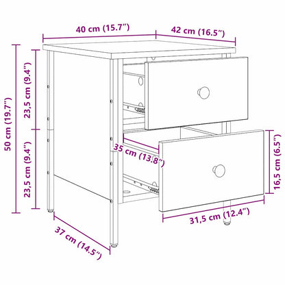 Nachttisch Altholz 40 x 42 x 50 cm Schichtholz und Metall