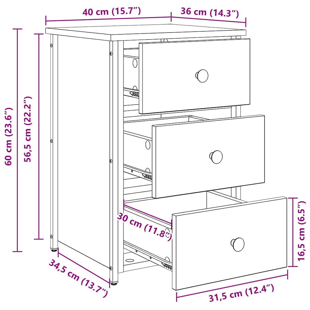 Nachttisch mit Schubladen Eiche handwerklich