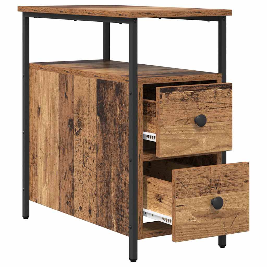 Nachttisch mit Schubladen Altholz 30 x 60 x 60 cm Holzwerkstoff