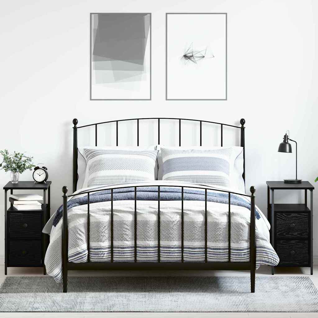 Nachttisch 2 pcs Schwarz Eichen-Optik 30 x 60 x 60 cm