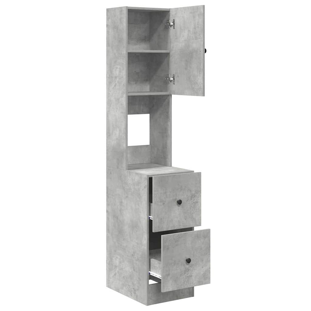 Küchenschrank mit Regal Grau 35 x 50 x 180 cm Holzwerkstoff