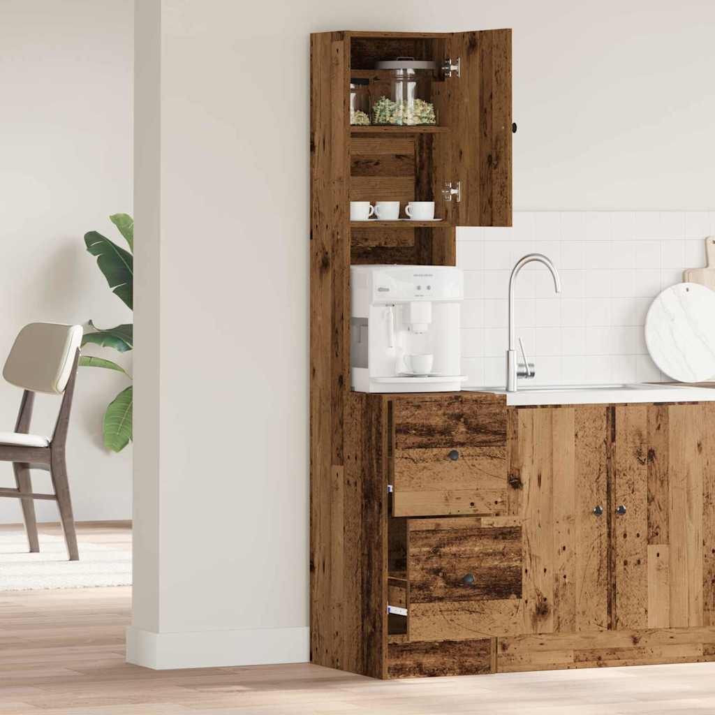 Küchenschrank mit Regal Altholz 35 x 50 x 180 cm Holzwerkstoff