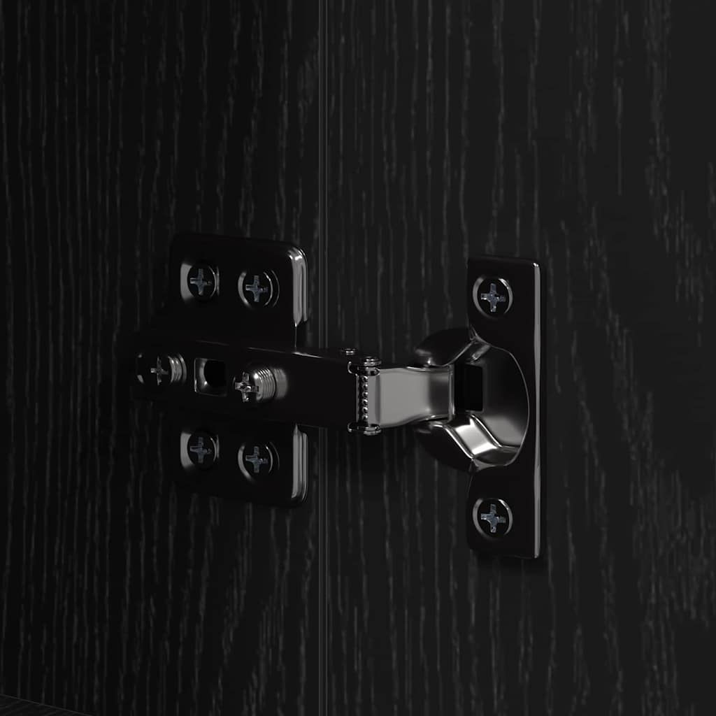 Küchenschrank mit Regal Schwarz Eichen-Optik 35 x 50 x 180 cm