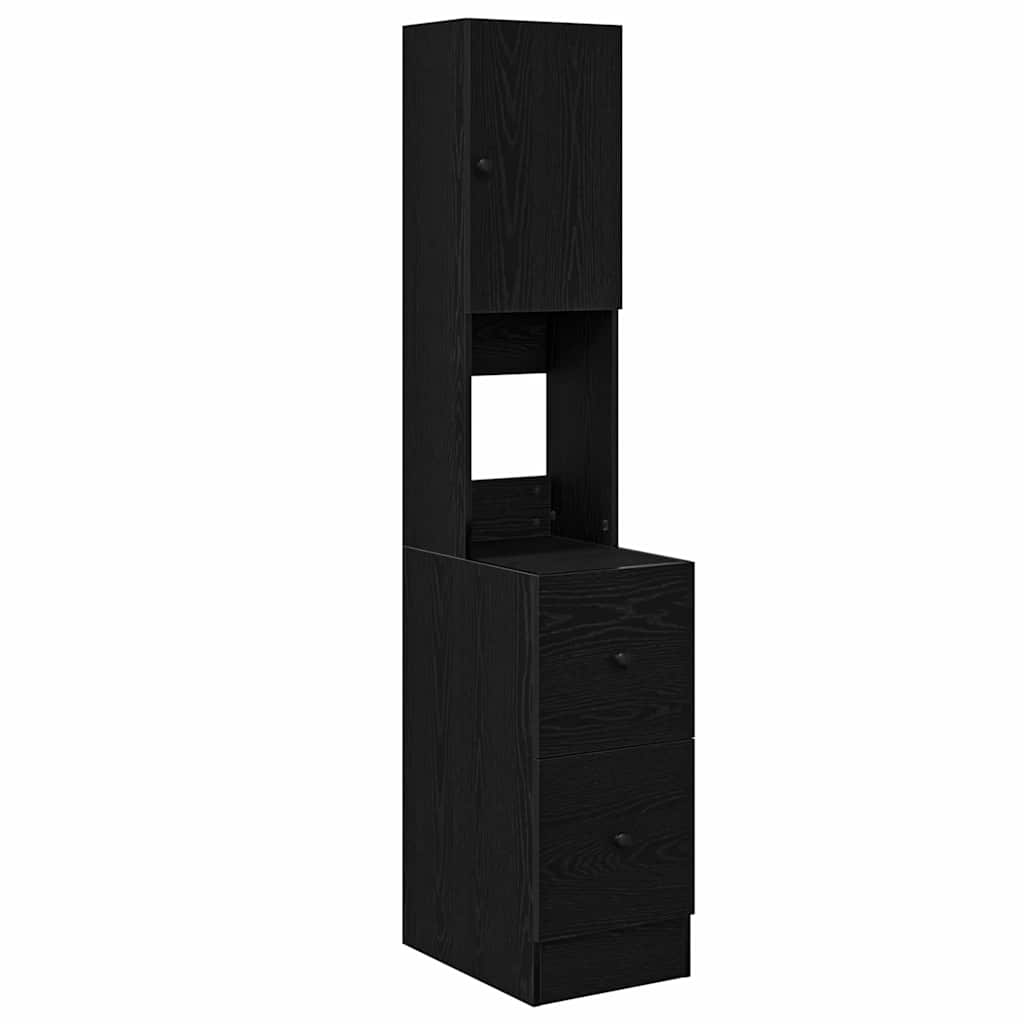 Küchenschrank mit Regal Schwarz Eichen-Optik 35 x 50 x 180 cm