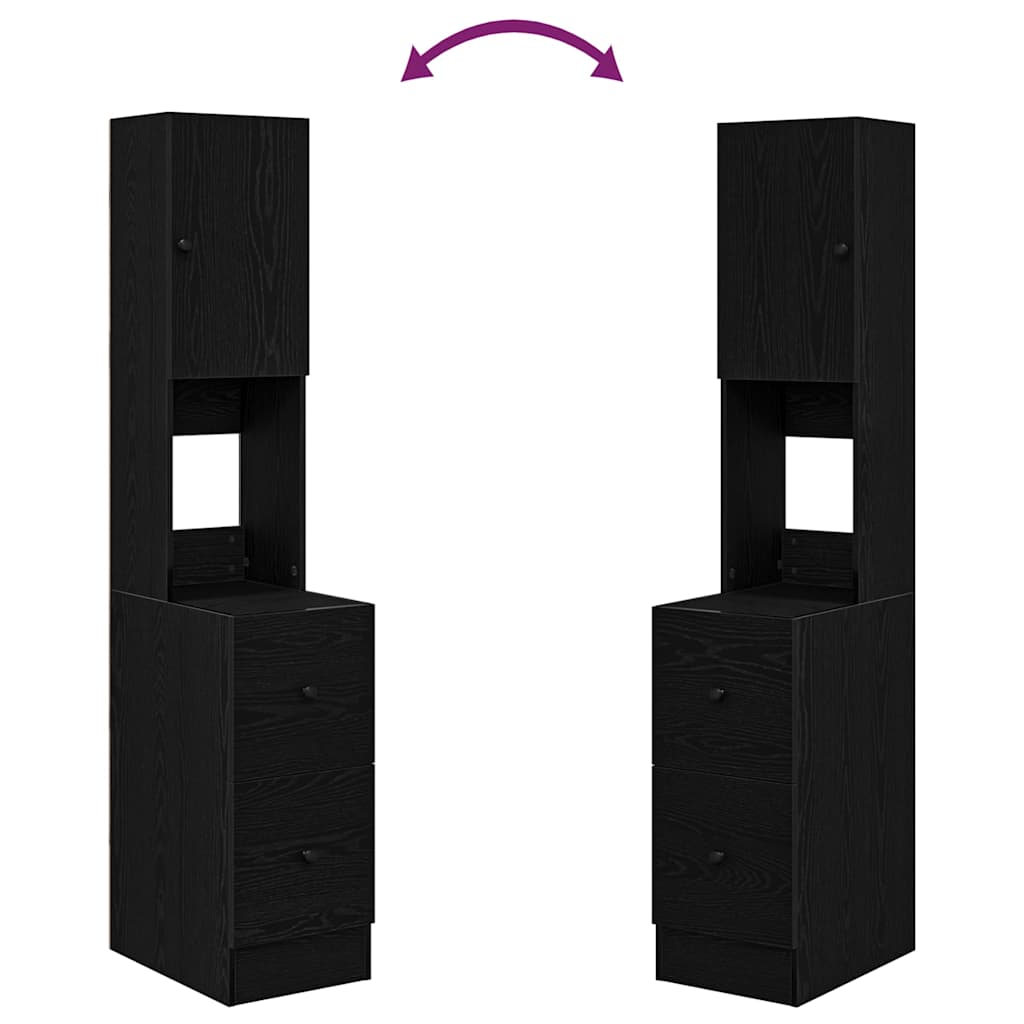 Küchenschrank mit Regal Schwarz Eichen-Optik 35 x 50 x 180 cm