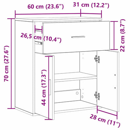 Sideboard Eiche handwerklich 60 x 31 x 70 cm Holzwerkstoff