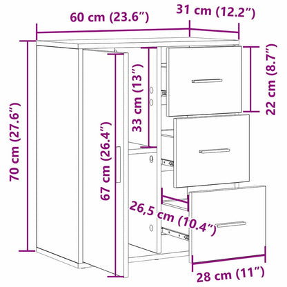 Sideboard Eiche handwerklich 60 x 31 x 70 cm Holzwerkstoff