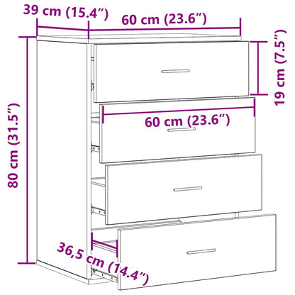 Sideboard mit Schubladen Altholz 60 x 39 x 80 cm Holzwerkstoff