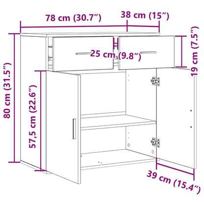 Sideboard Eiche handwerklich 79 x 38 x 80 cm Holzwerkstoff