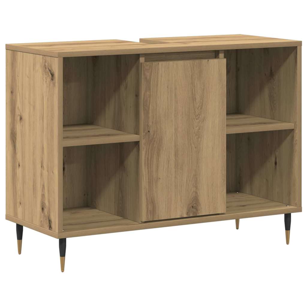 Badezimmer Schrank mit Regal Eiche handwerklich 80 x 33 x 60 cm