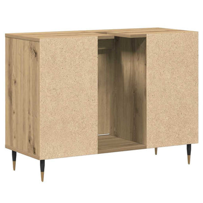 Badezimmer Schrank mit Regal Eiche handwerklich 80 x 33 x 60 cm