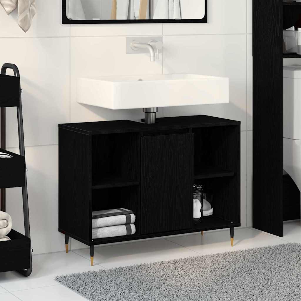 Badezimmer Schrank Schwarze Eiche 80 x 33 x 60 cm Holzwerkstoff