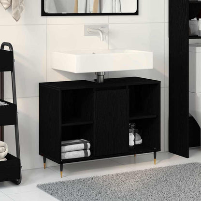 Badezimmer Schrank Schwarze Eiche 80 x 33 x 60 cm Holzwerkstoff