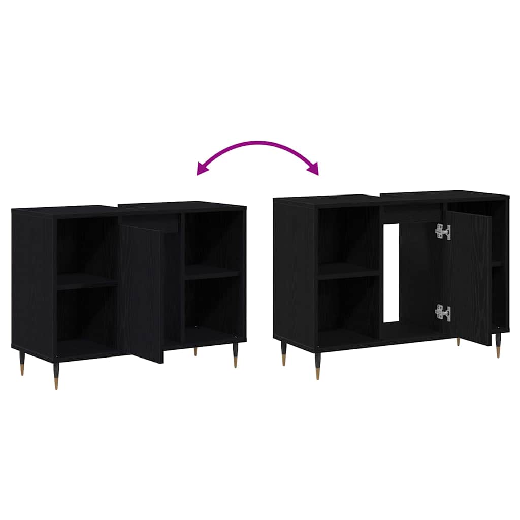 Badezimmer Schrank Schwarze Eiche 80 x 33 x 60 cm Holzwerkstoff