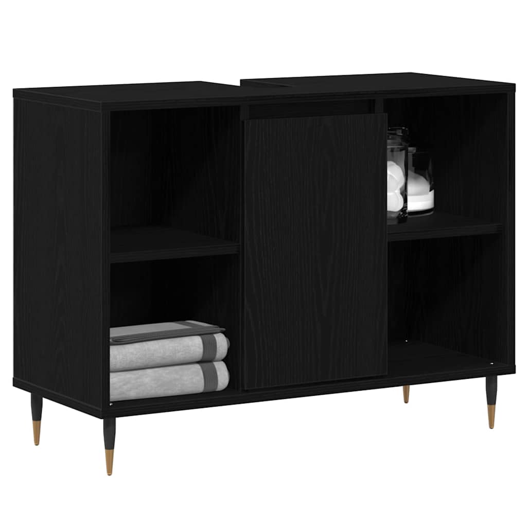 Badezimmer Schrank Schwarze Eiche 80 x 33 x 60 cm Holzwerkstoff