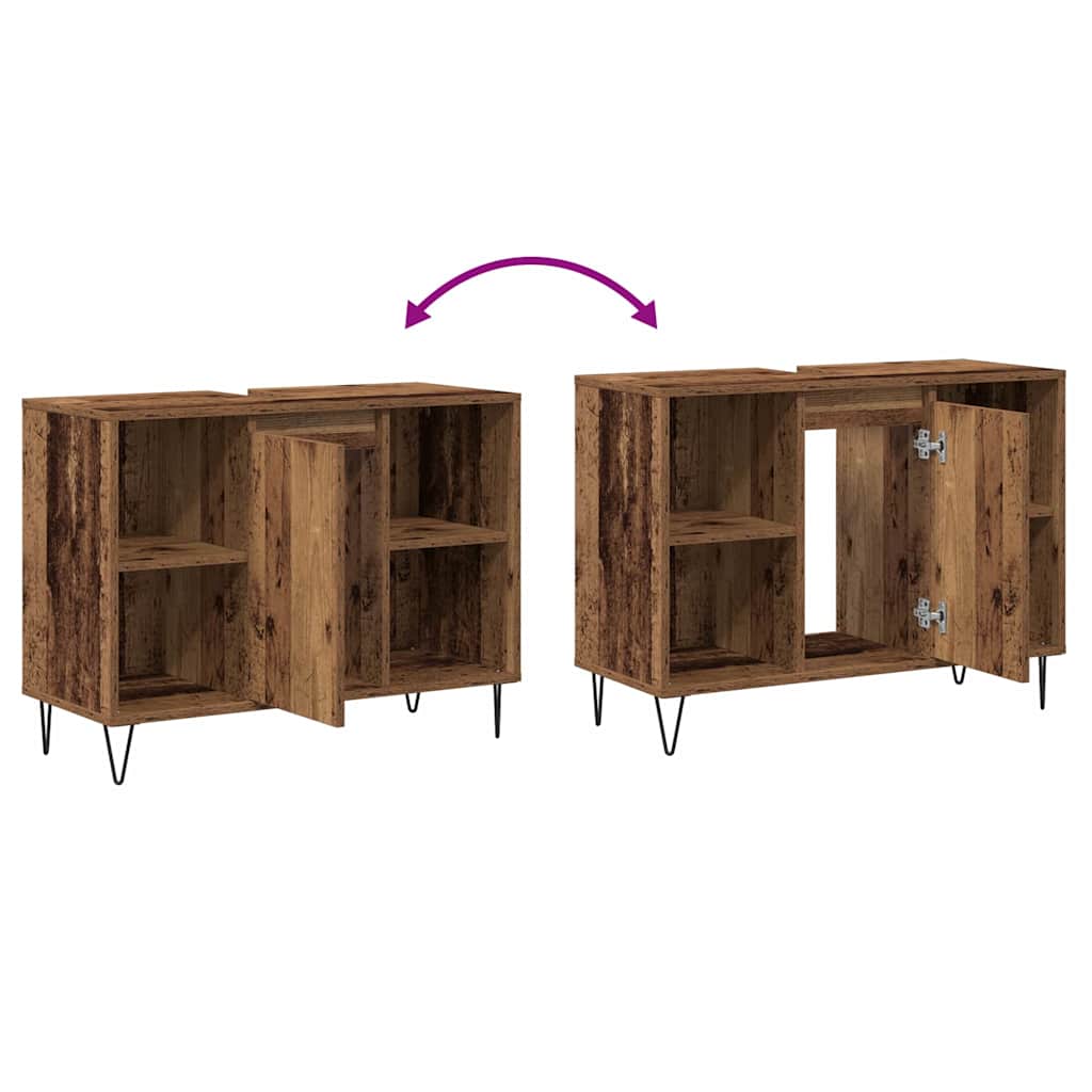 Badezimmer Schrank Altholz 80 x 33 x 60 cm Holzwerkstoff
