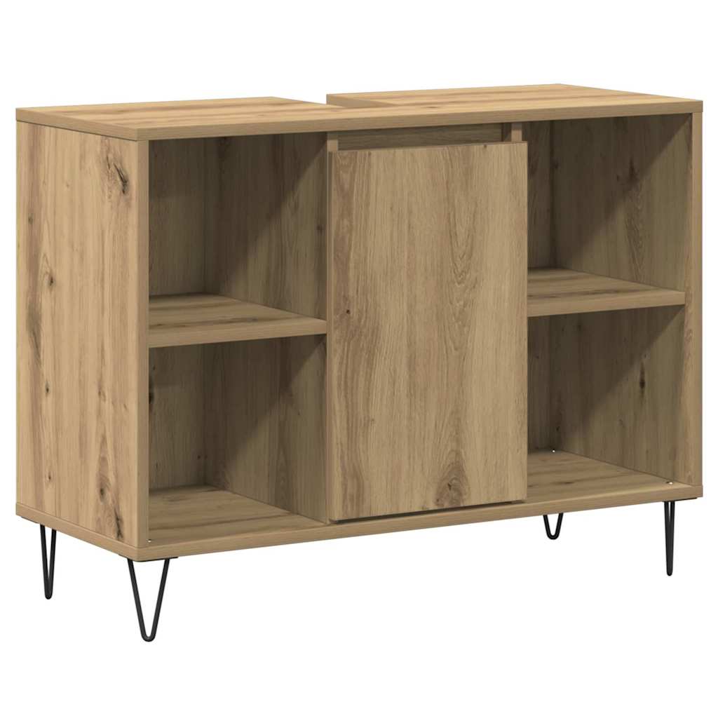 Badezimmer Schrank mit Regal Eiche handwerklich 80 x 33 x 60 cm