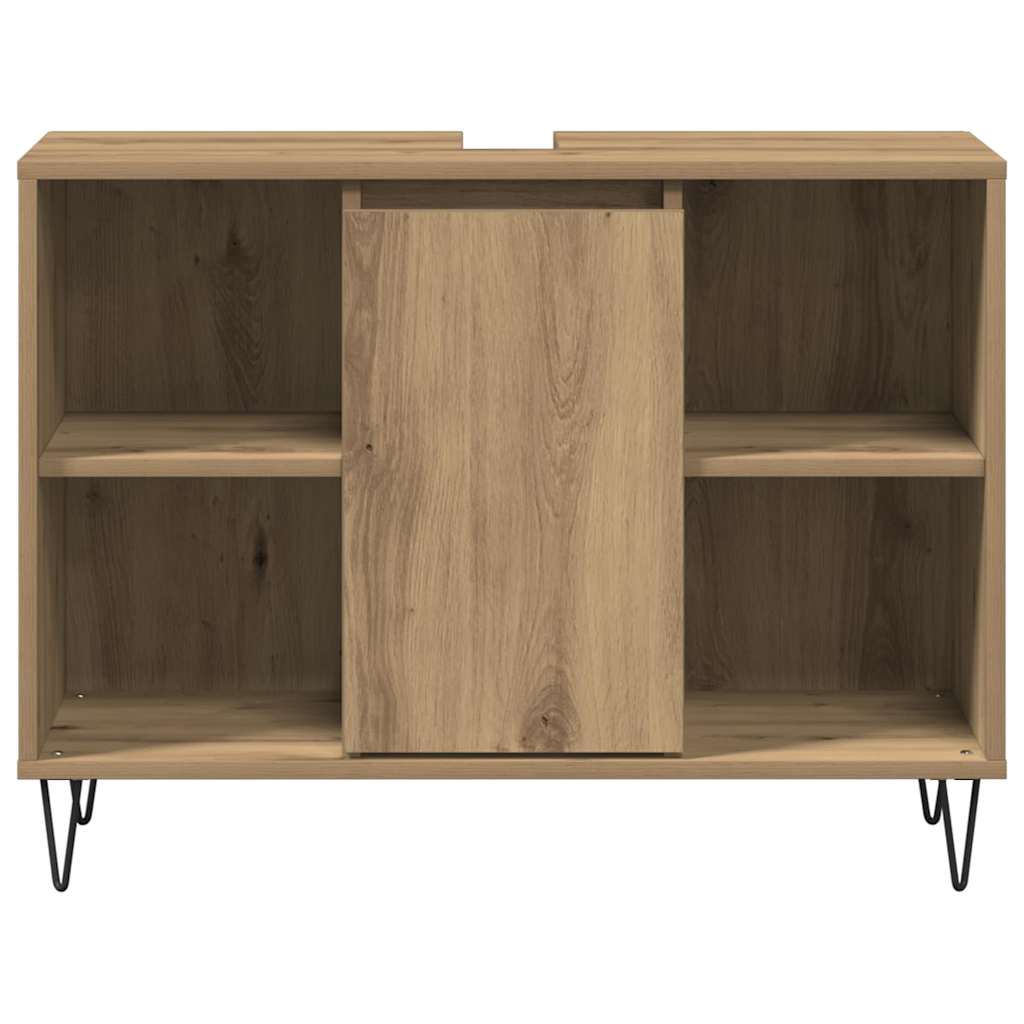 Badezimmer Schrank mit Regal Eiche handwerklich 80 x 33 x 60 cm