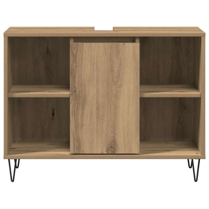 Badezimmer Schrank mit Regal Eiche handwerklich 80 x 33 x 60 cm
