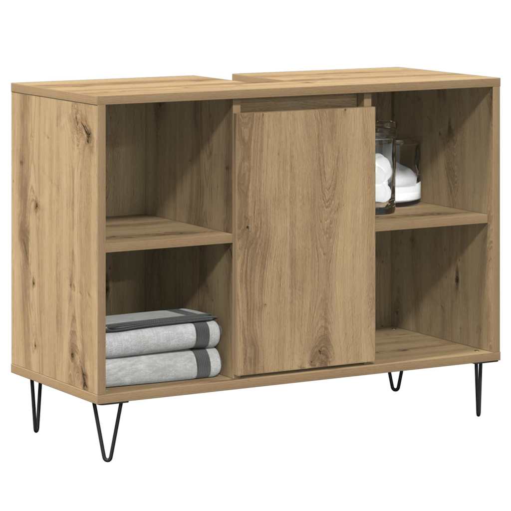 Badezimmer Schrank mit Regal Eiche handwerklich 80 x 33 x 60 cm